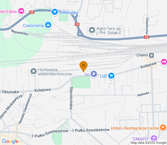Mapa dojazdu do hurtowni motoryzacyjnej w miejscowości Chełm