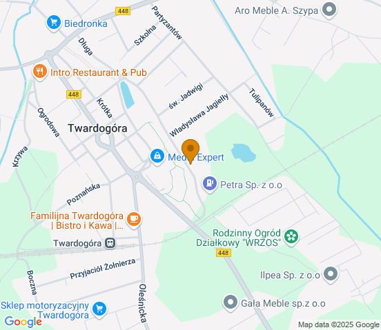 Mapa dojazdu do warsztatu samochodowego w miejscowości Twardogóra