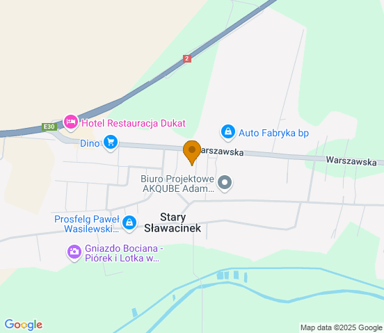 Mapa dojazdu do warsztatu samochodowego w miejscowości Sławacinek Stary