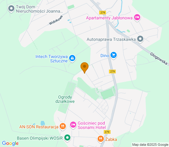 Mapa dojazdu do warsztatu samochodowego w miejscowości Zielona Góra