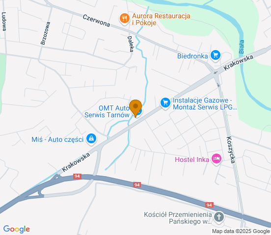 Mapa dojazdu do warsztatu samochodowego w miejscowości Tarnów