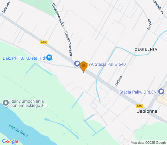 Mapa dojazdu do warsztatu samochodowego w miejscowości Jabłonna