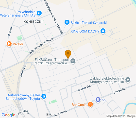 Mapa dojazdu do warsztatu samochodowego w miejscowości Ełk