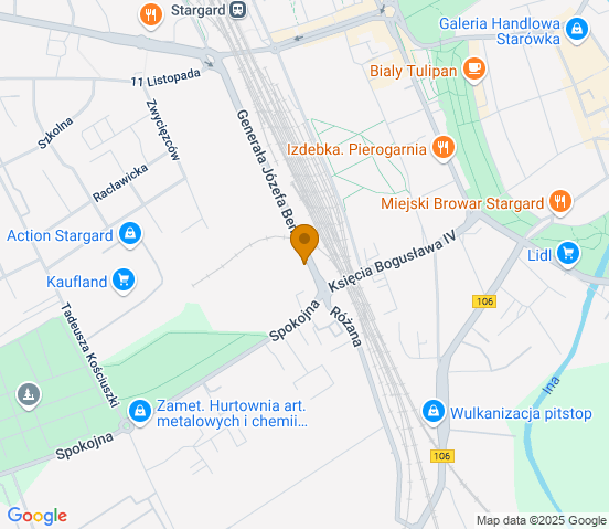 Mapa dojazdu do warsztatu samochodowego w miejscowości Stargard Szczeciński